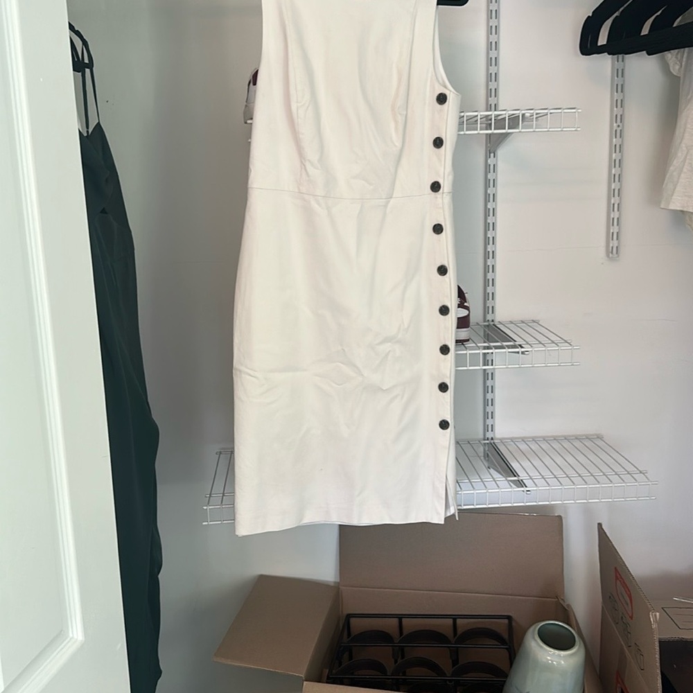 Ann Taylor Ivory Side-Button Mini Dress